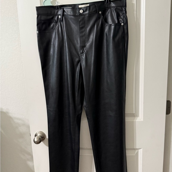 Universal Thread Pants - Universal Thread Black Faux Leather Straight Leg Pants